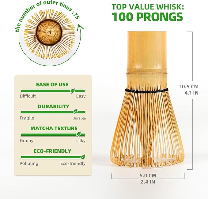 TEANAGOO MA-01 Japanese Matcha Ceremony Accessory, Matcha Whisk (Chasen), Traditional Scoop (Chashaku), Tea Spoon, Whisk Holder, The Perfect Set to Prepare a Traditional Cup of Matcha.…
