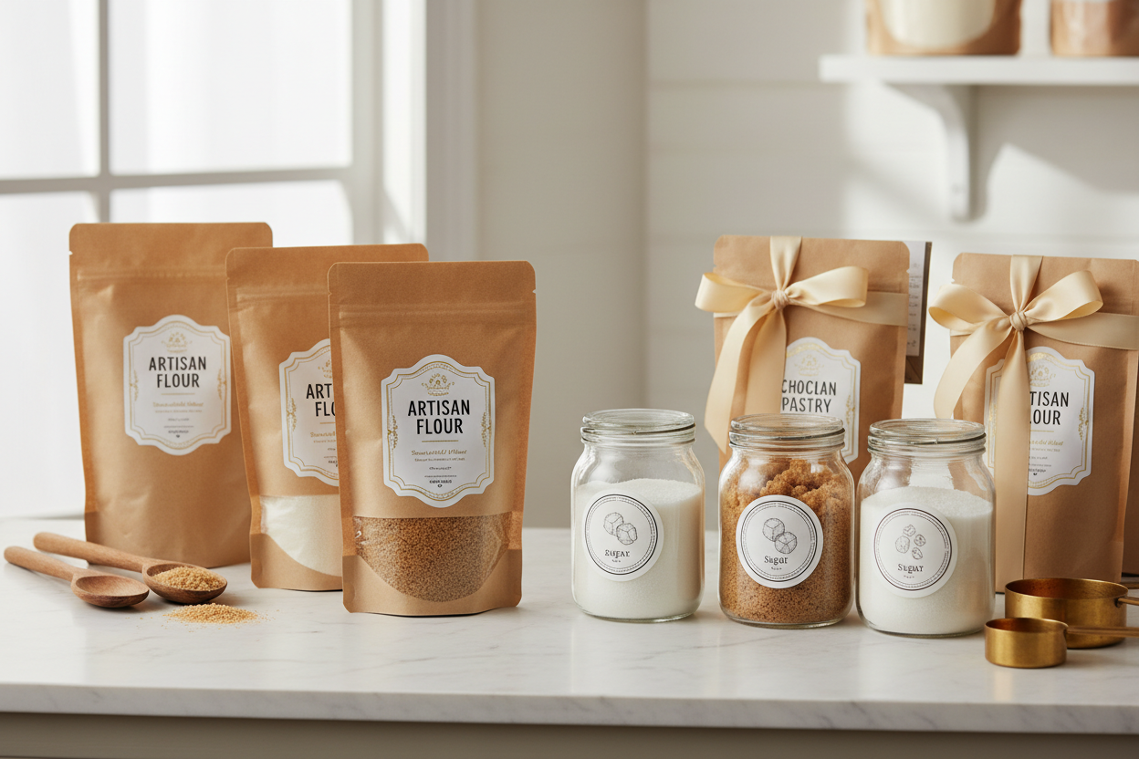 Ingredients & Kits: Premium flours, sugars, and ready-to-bake kits for delicious, fuss-free creations. (make it real photo)